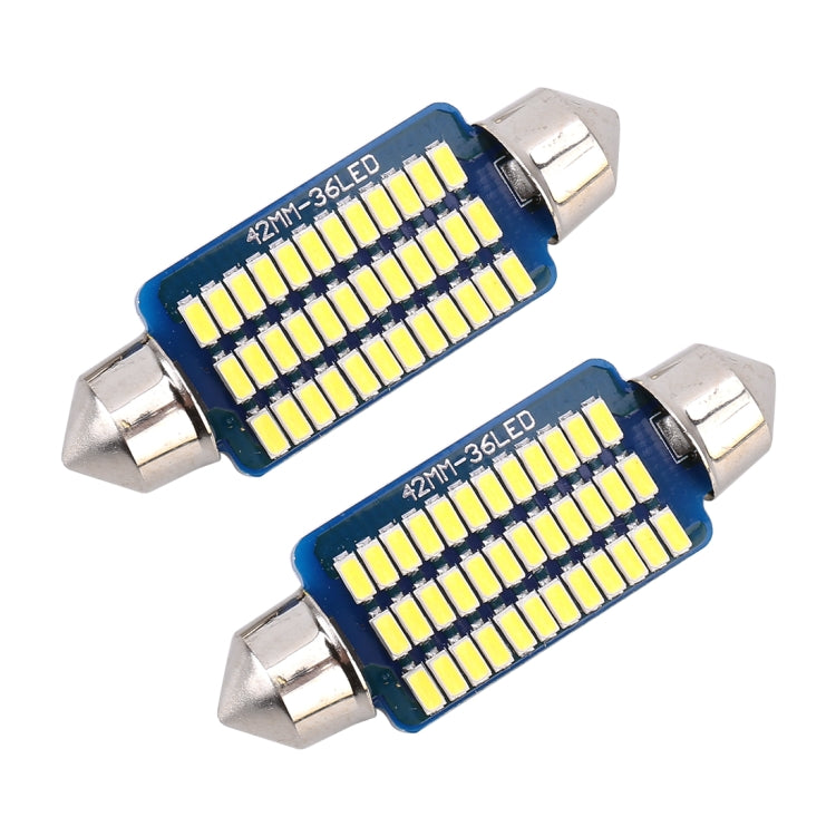 2 ชิ้น 41 มิลลิเมตร DC12V / 1.5 วัตต์ / 6000K / 100LM 36LEDs SMD-3014 ไฟป้ายทะเบียนรถยนต์ / ไฟโดมพร้อมตัวถอดรหัส, 1.5W 41mm