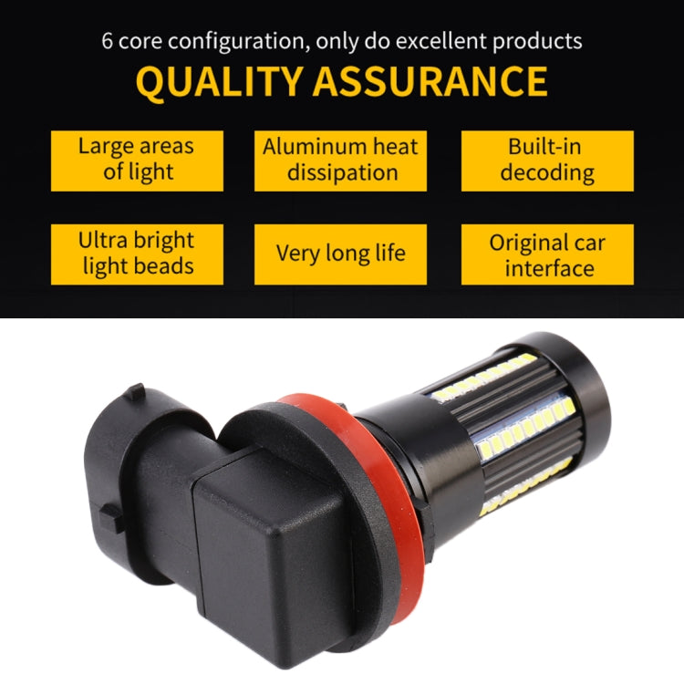 2 ชิ้น H11 / H8 DC9-16V / 8.2W / 6000K / 655LM ไฟตัดหมอกรถยนต์อัตโนมัติ 66LEDs หลอดไฟ SMD-2016, H11 / H8