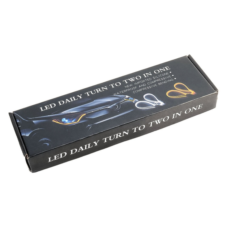 2 ชิ้น 30 ซม. DC12V 3.2W รถยนต์บางเฉียบอัตโนมัติสองสีไฟเลี้ยว / ไฟวิ่ง (ไฟเลี้ยว: แสงสีเหลือง; ไฟวิ่ง: แสงสีขาว), 30cm DC12V 3.2W