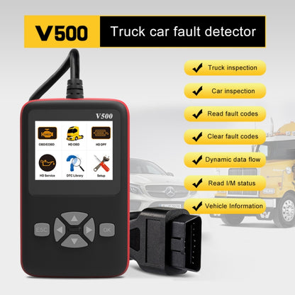 V500 Trunk HD อ่านการ์ดมืออาชีพเครื่องมือสแกนรหัสวินิจฉัย OBDII, V500