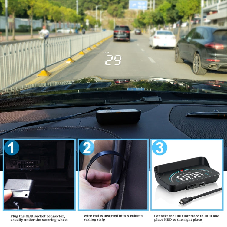 M8 3.5 นิ้วรถสากล OBD2 HUD ติดตั้งบนรถ Head Up Display, M8