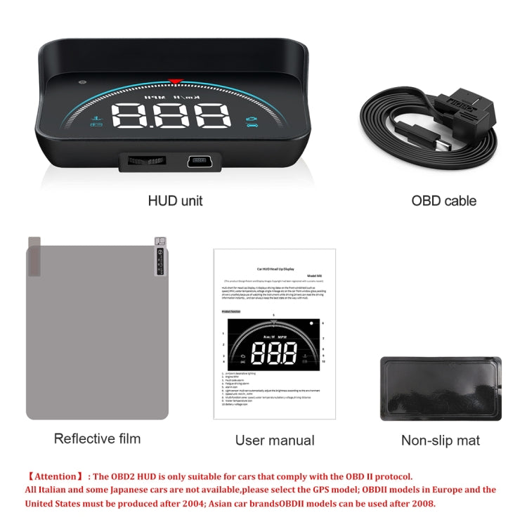 M8 3.5 นิ้วรถสากล OBD2 HUD ติดตั้งบนรถ Head Up Display, M8