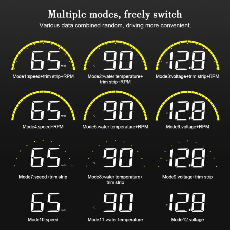 C700 2.6 นิ้ว Universal Car OBD2 HUD ติดตั้ง Head Up Display, C700