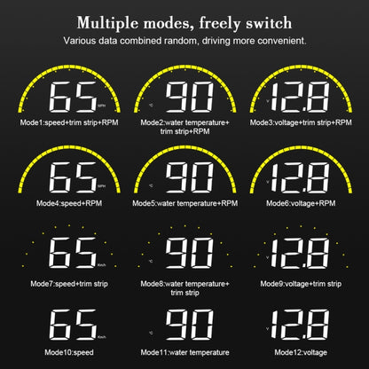 C700 2.6 นิ้ว Universal Car OBD2 HUD ติดตั้ง Head Up Display, C700