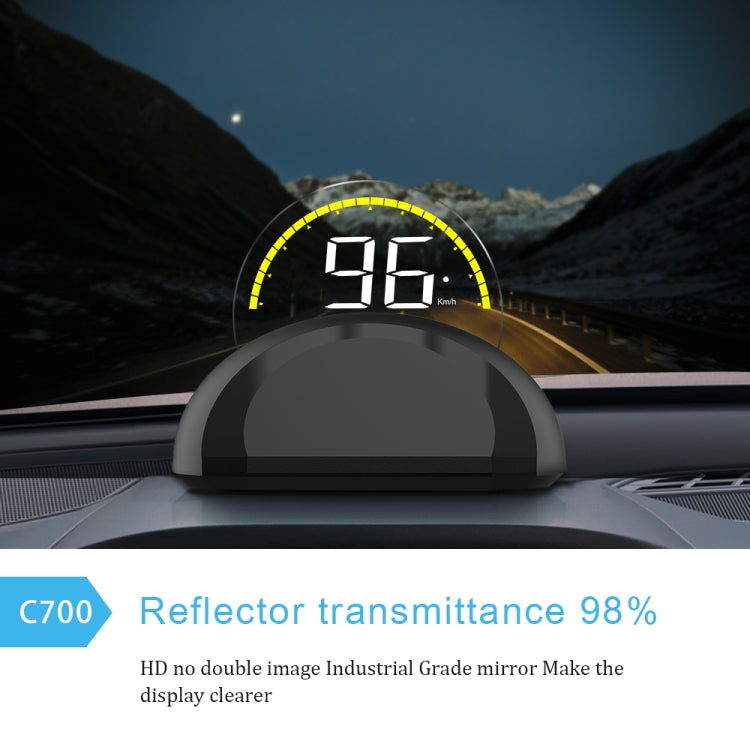 C700 2.6 นิ้ว Universal Car OBD2 HUD ติดตั้ง Head Up Display, C700