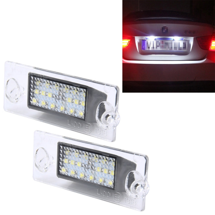 ไฟป้ายทะเบียน PCS 2 ชิ้นพร้อมหลอดไฟ SMD-3528 18 ดวงสำหรับ Audi， 2W 120LM, DC12V (แสงสีขาว), For Audi  with 18 SMD-3528 Lamps