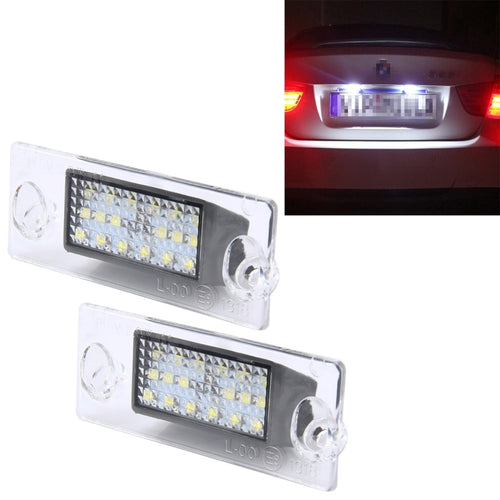 ไฟป้ายทะเบียน PCS 2 ชิ้นพร้อมหลอดไฟ SMD-3528 18 ดวงสำหรับ Audi， 2W 120LM, DC12V (แสงสีขาว), For Audi  with 18 SMD-3528 Lamps