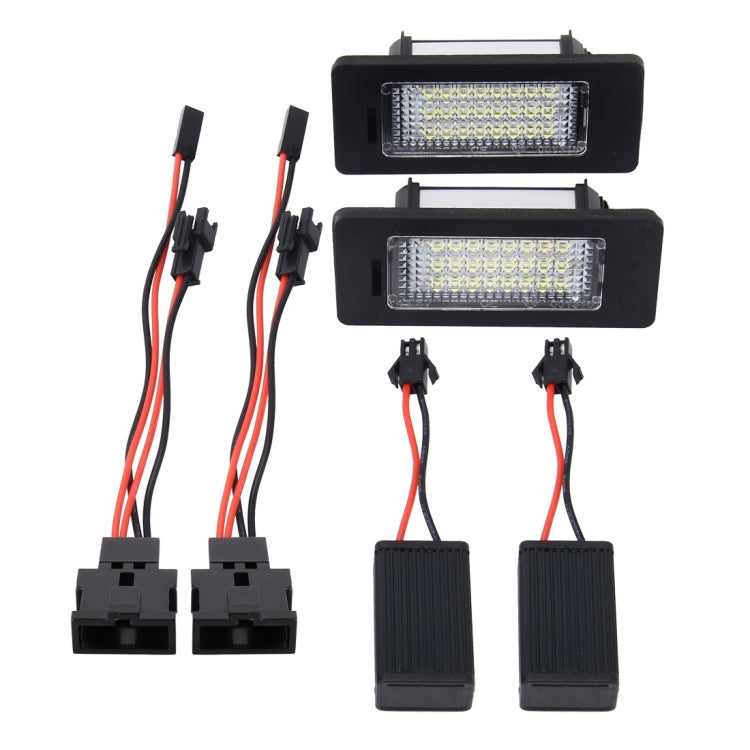 2 ชิ้น 2 วัตต์ 120 LM ไฟป้ายทะเบียนรถพร้อม 24 หลอดไฟ SMD-3528 สำหรับ Audi, Volkswagen, DC 12V, For Audi,Volkswagen
