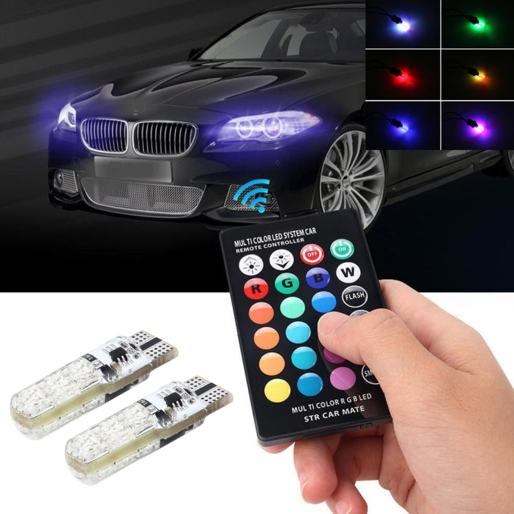 2 PCS T10 2W แฟลชอัตโนมัติ Strobe Fade Smooth รีโมทคอนโทรล LED สีสันสดใสไฟตกแต่ง Clearance, DC 12V, 2W