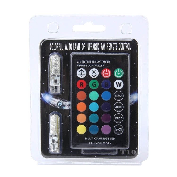 2 PCS T10 2W แฟลชอัตโนมัติ Strobe Fade Smooth รีโมทคอนโทรล LED สีสันสดใสไฟตกแต่ง Clearance, DC 12V, 2W