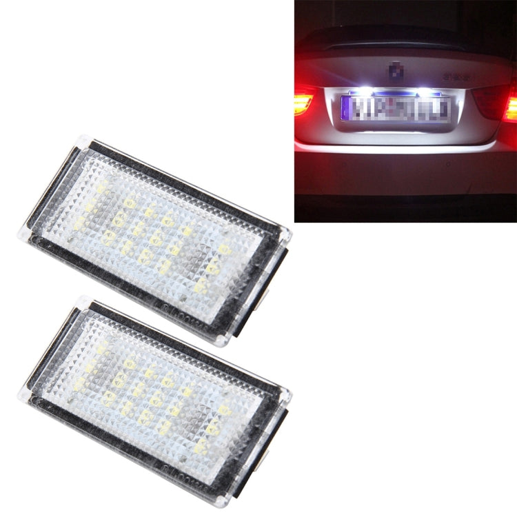 ไฟส่องป้ายทะเบียน PCS 2 ดวงพร้อมหลอดไฟ 18 SMD-3528 สำหรับ BMW E46 2D M3,2004-2006,2W 120LM,6000K, DC12V (แสงสีขาว), For BMW E46 2D M3