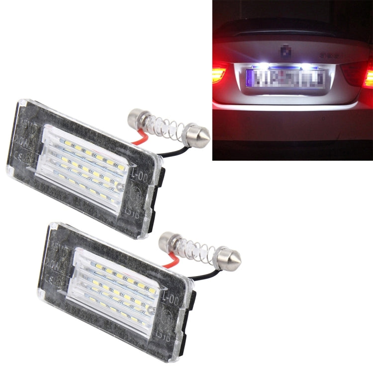 ไฟป้ายทะเบียน PCS 2 ดวงพร้อมหลอดไฟ 18 SMD-3528 สำหรับ BMW MINI R56,2W 120LM,6000K, DC12V (แสงสีขาว), For BMW MINI R56