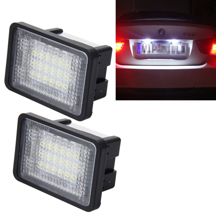 ไฟป้ายทะเบียน PCS 2 ดวงพร้อมหลอดไฟ 18 SMD-3528 สำหรับ Mercedes-Benz GLK X204 ,2W 120LM, DC12V (แสงสีขาว), For Benz GLK X204