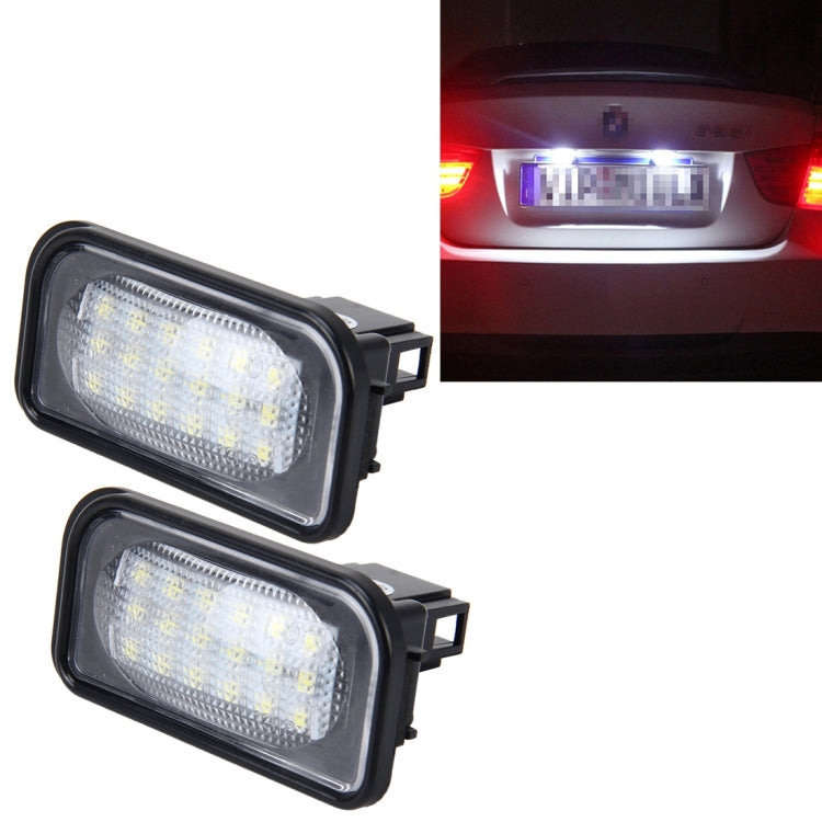 ไฟส่องป้ายทะเบียน PCS 2 ดวงพร้อมหลอดไฟ 18 SMD-3528 สำหรับ Mercedes-Benz W203 4D ,2W 120LM 6000K, DC12V พร้อม Canbus (แสงสีขาว), For Benz W203 4D