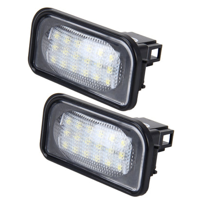 ไฟส่องป้ายทะเบียน PCS 2 ดวงพร้อมหลอดไฟ 18 SMD-3528 สำหรับ Mercedes-Benz W203 4D ,2W 120LM 6000K, DC12V พร้อม Canbus (แสงสีขาว), For Benz W203 4D