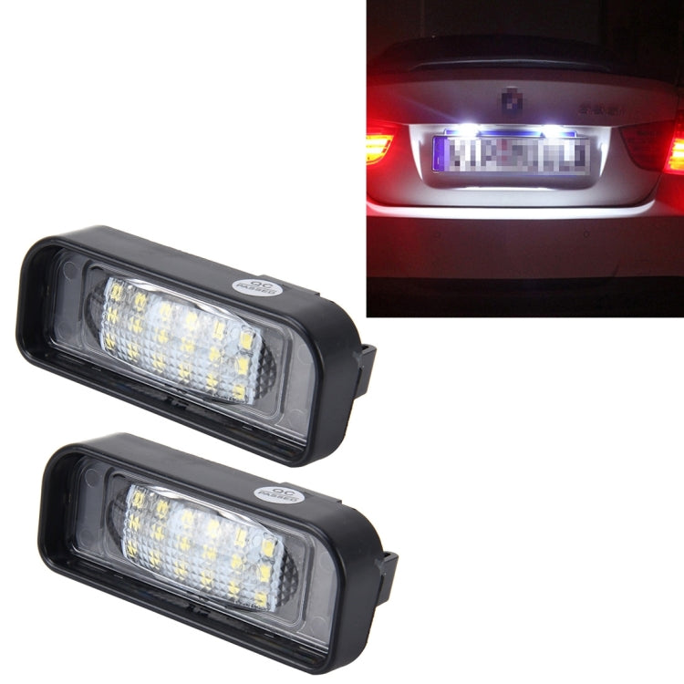 ไฟป้ายทะเบียน PCS 2 ดวงพร้อมหลอดไฟ 18 SMD-3528 พร้อม Canbus สำหรับ Mercedes-Benz W220,2W 120LM, 6000K, DC12V (แสงสีขาว), For Benz W220