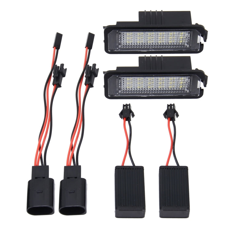 ไฟป้ายทะเบียน PCS 2 ดวงพร้อมหลอดไฟ SMD-3528 18 ดวงสำหรับ Volkswagen, 2W 120LM, 6000K, DC12V (แสงสีขาว), For Volkswagen1