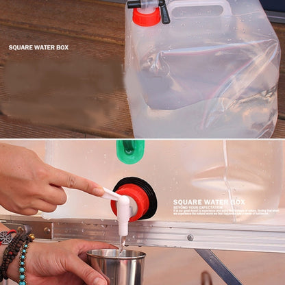 ภาชนะถุงน้ำพับได้ PVC ใสกลางแจ้ง 10 ลิตรพร้อมสวิตช์เปิด/ปิด, 10L with ON/OFF Switch
