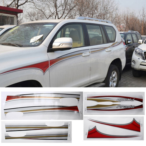 4 ชิ้น SUV Body แถบตกแต่งรถยี่ห้อ Streamline Shining สติกเกอร์สำหรับ Toyota Prado 2015 รุ่น, For 2015 Version Prado