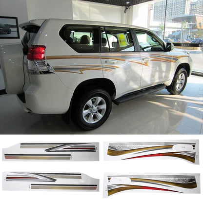 4 ชิ้น SUV Body แถบตกแต่งรถยี่ห้อ Streamline Shining สติกเกอร์สำหรับ Toyota Prado 2016 รุ่น, For 2016 Version Prado