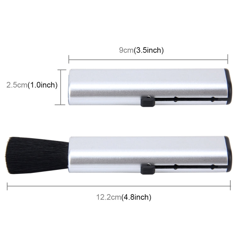 แปรงทำความสะอาดไนลอนแบบพกพาปรับขนาดได้สำหรับรถยนต์พร้อมที่จับ ABS, 1PCS+Silver, 1PCS+Black