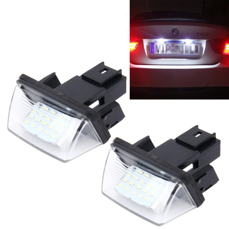 ไฟป้ายทะเบียน PCS 2 ดวงพร้อมหลอดไฟ SMD-3528 24 ดวงสำหรับ Peugeot Citroen, For Peugeot