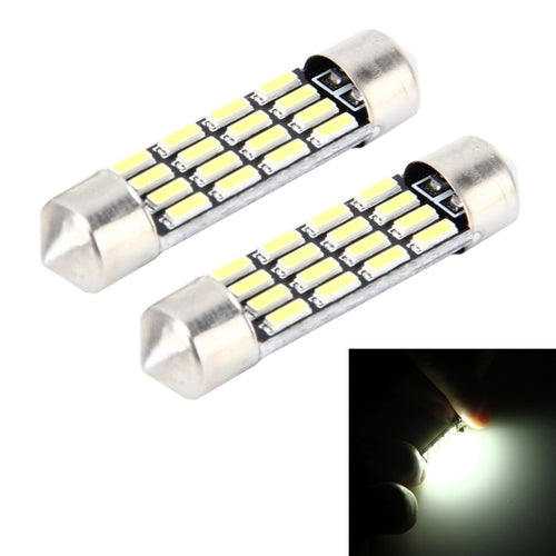 2 ชิ้น 2 วัตต์ 100 LM 6000K 36 มิลลิเมตร Bicuspid พอร์ตรถโดมโคมไฟ LED ไฟอ่านหนังสือที่มี 16 SMD-4014 หลอดไฟ LED, DC 12 โวลต์, 36MM
