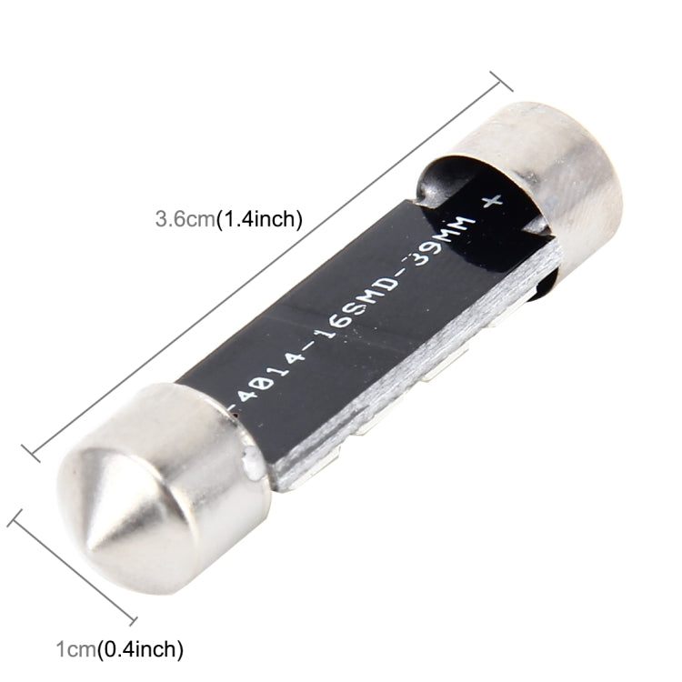2 ชิ้น 2 วัตต์ 100 LM 6000K 36 มิลลิเมตร Bicuspid พอร์ตรถโดมโคมไฟ LED ไฟอ่านหนังสือที่มี 16 SMD-4014 หลอดไฟ LED, DC 12 โวลต์, 36MM