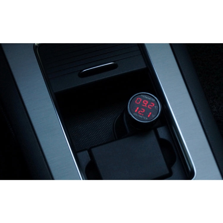 2 in 1 Universal Car เครื่องวัดแรงดันไฟฟ้าแบบดิจิตอลเครื่องวัดอุณหภูมิ (การจัดส่งสีแบบสุ่ม), Without USB Charger