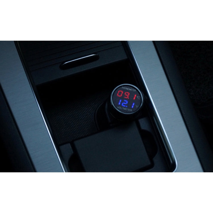 2 in 1 Universal Car เครื่องวัดแรงดันไฟฟ้าแบบดิจิตอลเครื่องวัดอุณหภูมิ (การจัดส่งสีแบบสุ่ม), Without USB Charger