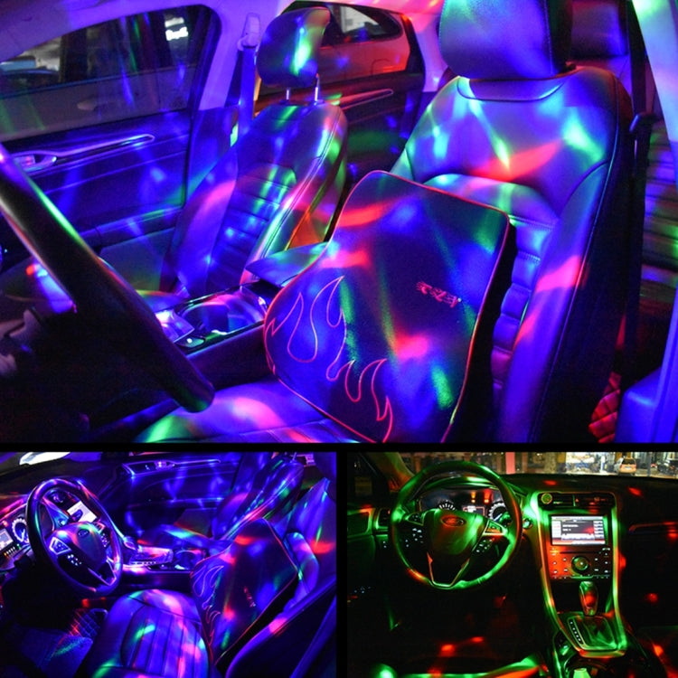 D33 5 วัตต์ชาร์จ USB RGB ตกแต่งรถแบบพกพาแสงดีเจเสียงเปิดใช้งานหมุนผล Strobe บรรยากาศแสงดาวเพลงแสงโคมไฟ, DC 5 โวลต์, D33