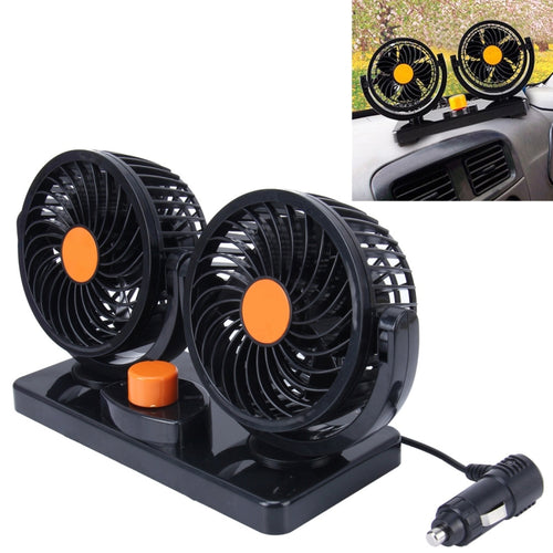 HUXIN HX-T304 10W 360 องศาปรับการหมุนสองหัวเสียงรบกวนต่ำมินิพัดลมไฟฟ้า,DC 24V, HX-T304