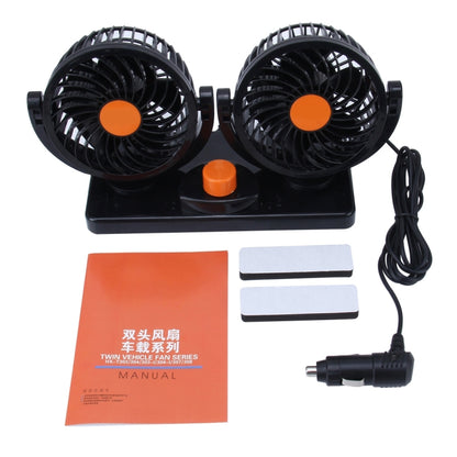 HUXIN HX-T304 10W 360 องศาปรับการหมุนสองหัวเสียงรบกวนต่ำมินิพัดลมไฟฟ้า,DC 24V, HX-T304