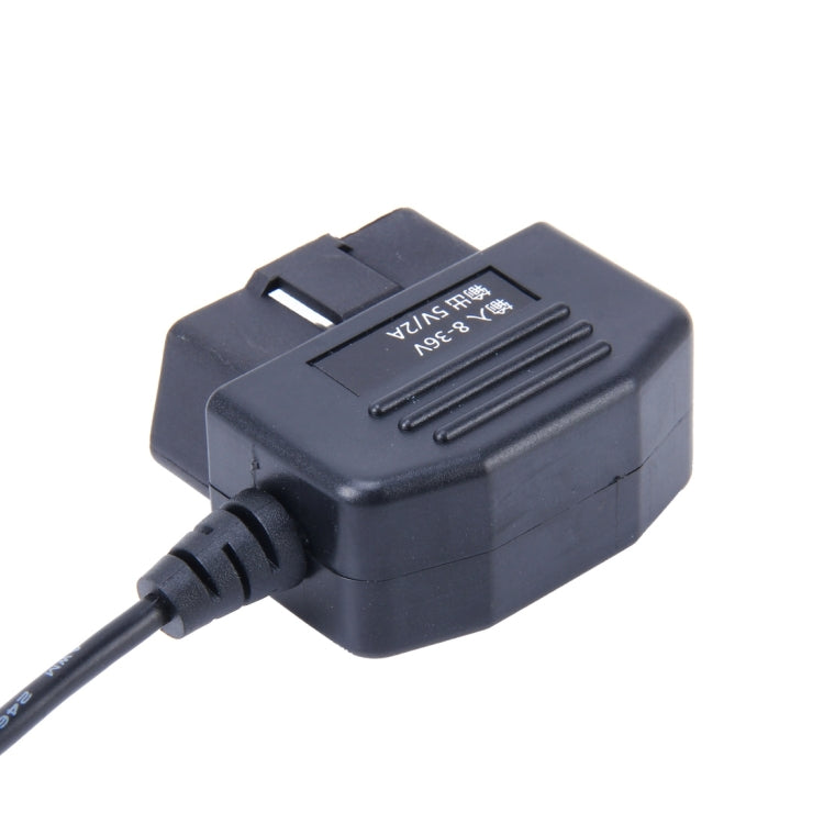 รถยนต์ออโต้ 16Pin OBDII สายชาร์จมินิ 5 พินอะแดปเตอร์ไฟ USB พร้อมปุ่มสวิทช์สำหรับแท็บเล็ต GPS โทรศัพท์ E-dog, ความยาวสายเคเบิล: 3.4 ม., OBDII