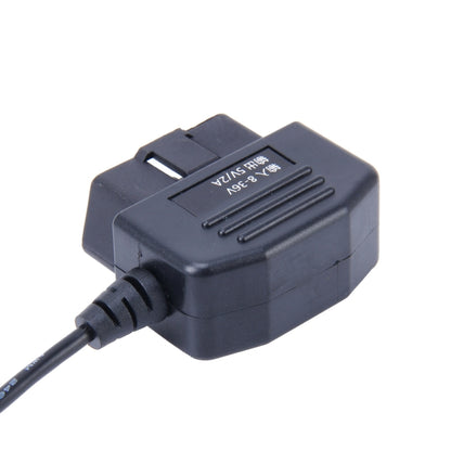 รถยนต์ออโต้ 16Pin OBDII สายชาร์จมินิ 5 พินอะแดปเตอร์ไฟ USB พร้อมปุ่มสวิทช์สำหรับแท็บเล็ต GPS โทรศัพท์ E-dog, ความยาวสายเคเบิล: 3.4 ม., OBDII