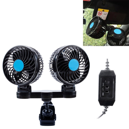HUXIN HX-T605 7W 360 องศาปรับคลิปหมุนสองหัวเสียงรบกวนต่ำมินิไฟฟ้ารถพัดลมเกียร์สวิทช์,DC12V, HX-T605
