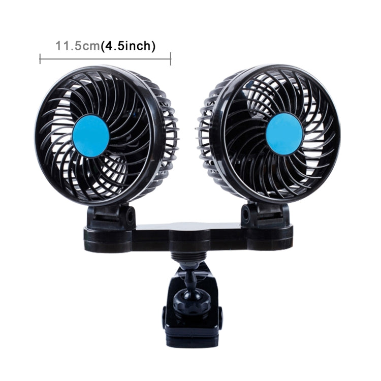 HUXIN HX-T605 7W 360 องศาปรับคลิปหมุนสองหัวเสียงรบกวนต่ำมินิไฟฟ้ารถพัดลมเกียร์สวิทช์,DC12V, HX-T605