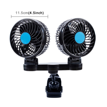 HUXIN HX-T605 7W 360 องศาปรับคลิปหมุนสองหัวเสียงรบกวนต่ำมินิไฟฟ้ารถพัดลมเกียร์สวิทช์,DC12V, HX-T605