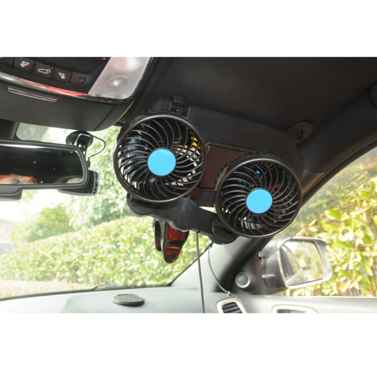 HUXIN HX-T605 7W 360 องศาปรับคลิปหมุนสองหัวเสียงรบกวนต่ำมินิไฟฟ้ารถพัดลมเกียร์สวิทช์,DC12V, HX-T605