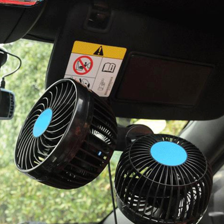 HUXIN HX-T605 7W 360 องศาปรับคลิปหมุนสองหัวเสียงรบกวนต่ำมินิไฟฟ้ารถพัดลมเกียร์สวิทช์,DC12V, HX-T605