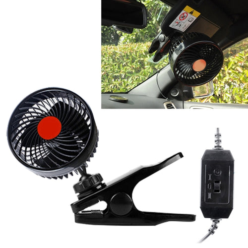 HUXIN HX-T604E 12W 6 นิ้ว 360 องศาปรับคลิปหมุนหนึ่งหัวต่ำเสียงรบกวนมินิไฟฟ้ารถพัดลมRoller Switch,DC24V, HX-T604E