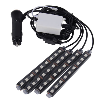 4 in 1 4.5W 36 SMD-5050-LEDs RGB รถ ภายในตกแต่งพื้นบรรยากาศโคมไฟนีออนสีสันสดใสพร้อมรีโมทคอนโทรลไร้สาย DC 12V, 4.5W RGB Colorful