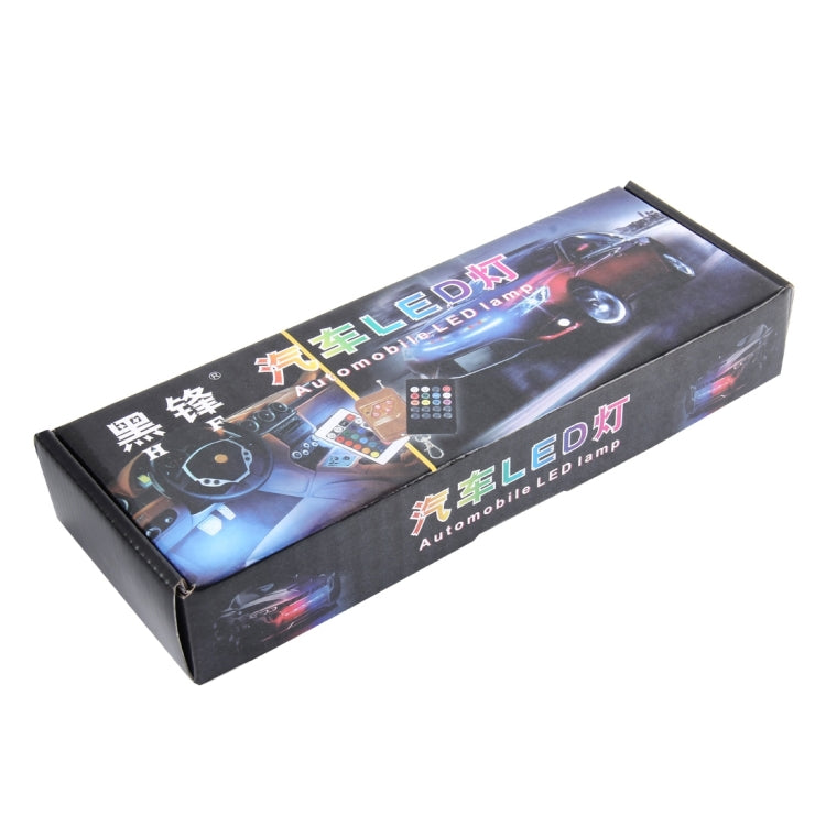 4 in 1 4.5W 36 SMD-5050-LEDs RGB รถ ภายในตกแต่งพื้นบรรยากาศโคมไฟนีออนสีสันสดใสพร้อมรีโมทคอนโทรลไร้สาย DC 12V, 4.5W RGB Colorful