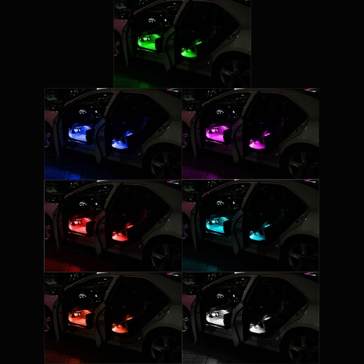 4 in 1 4.5W 36 SMD-5050-LEDs RGB รถ ภายในตกแต่งพื้นบรรยากาศโคมไฟนีออนสีสันสดใสพร้อมรีโมทคอนโทรลไร้สาย DC 12V, 4.5W RGB Colorful
