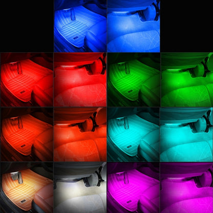 4 in 1 4.5W 36 SMD-5050-LEDs RGB รถ ภายในตกแต่งพื้นบรรยากาศโคมไฟนีออนสีสันสดใสพร้อมรีโมทคอนโทรลไร้สาย DC 12V, 4.5W RGB Colorful