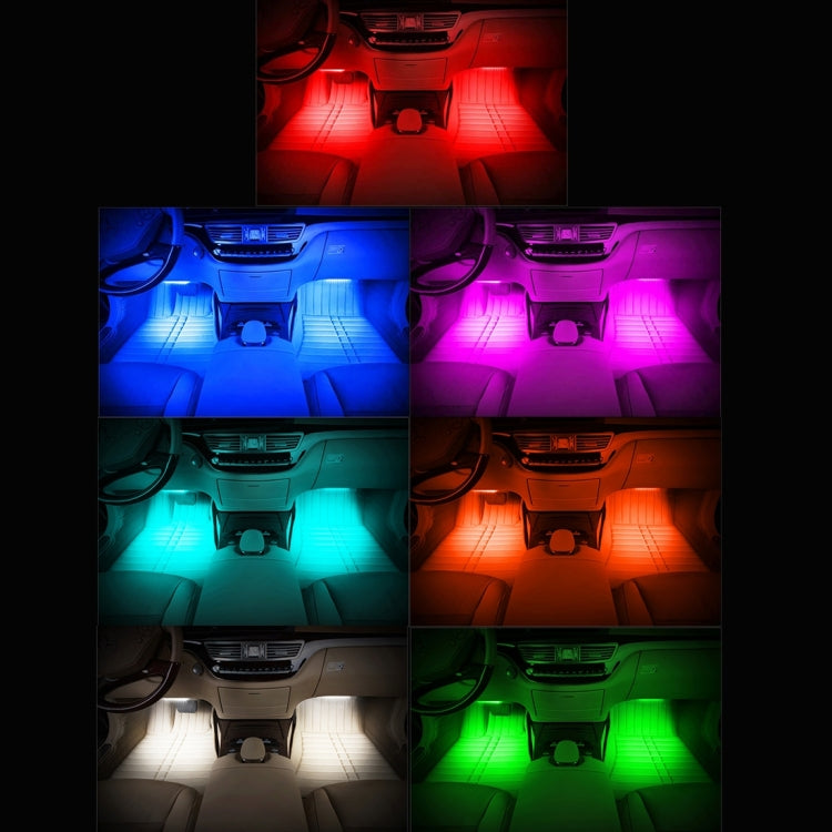 4 in 1 4.5W 36 SMD-5050-LEDs RGB รถ ภายในตกแต่งพื้นบรรยากาศโคมไฟนีออนสีสันสดใสพร้อมรีโมทคอนโทรลไร้สาย DC 12V, 4.5W RGB Colorful