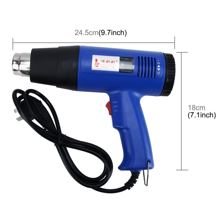 DINGGUAGUA 1800W อุตสาหกรรม Heavy Duty Professional ปรับอุณหภูมิได้ตั้งแต่ 50 องศาเซลเซียสถึง 650 องศาเซลเซียสความร้อนปืนลมเครื่องมือพร้อมจอแสดงผลอุณหภูมิ, Temperature Display 50  to 650 Degrees