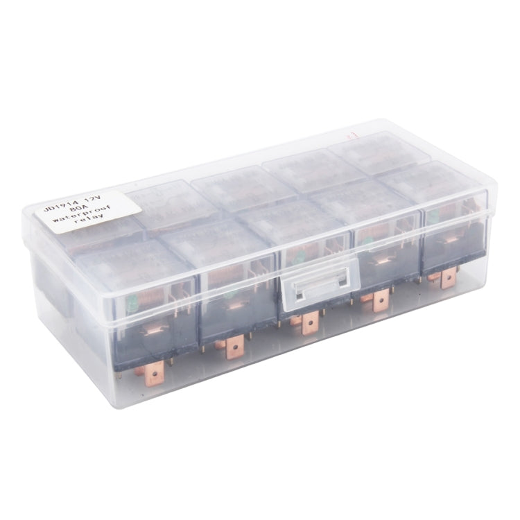 10 ชิ้น JD-1914 80 แอมป์ 12 โวลต์กันน้ำรถอัตโนมัติห้าปลั๊กรีเลย์พร้อมไฟเตือน, 80A with Light