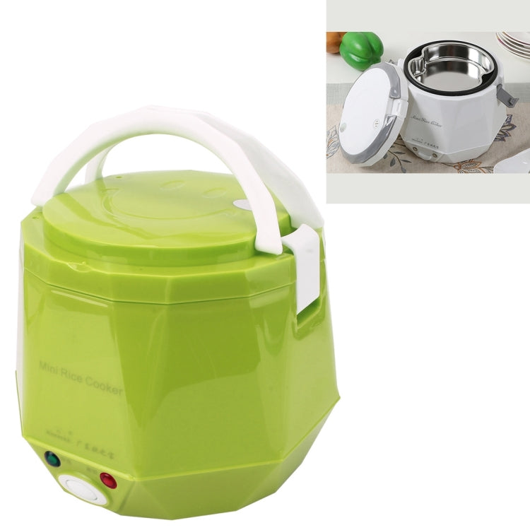 OUSHIBA Car Auto C3 Mini Multi-function หม้อหุงข้าว 12V 1.3L ปริมาณสำหรับซุปข้าวก๋วยเตี๋ยวผักขนมหวาน, White, Green