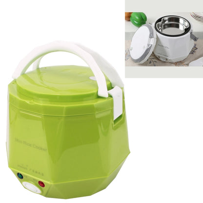 OUSHIBA Car Auto C3 Mini Multi-function หม้อหุงข้าว 12V 1.3L ปริมาณสำหรับซุปข้าวก๋วยเตี๋ยวผักขนมหวาน, White, Green